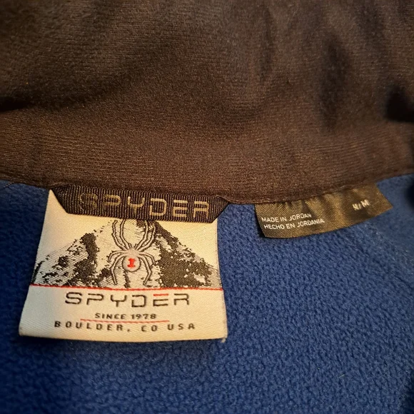 Spyder Men's Blue Black Polyester 1/4 Zip Pullover Mock Neck Sweater Size Medium - Picture 3 of 11